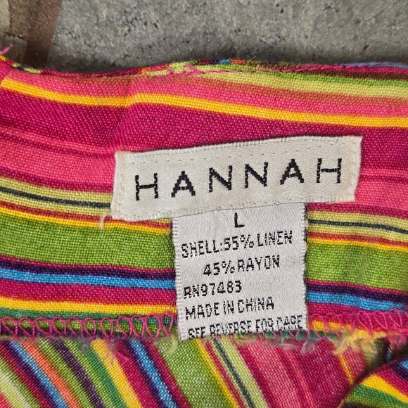 Hannah Size Large Rainbow Striped Linen Blend A-Line Skirt Hidden Back Zip - Picture 4 of 8